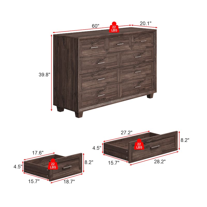 Storage Dresser Organizer TV Stand Chest of Drawers Brown White