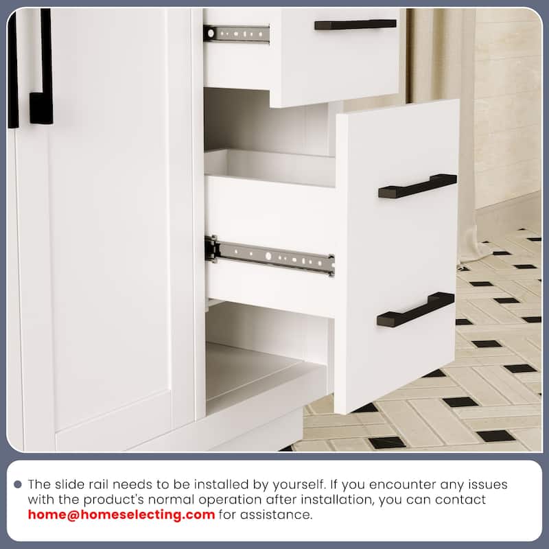 36" Free-Standing Bathroom Vanity with Marble Countertop-Soft-Close Drawers & Cabinet