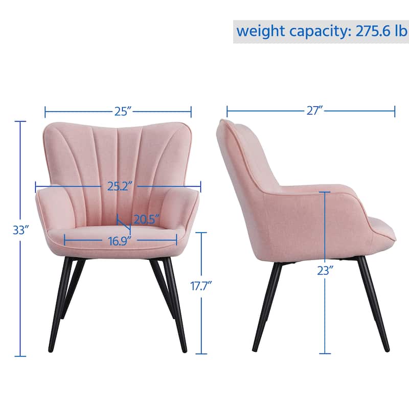 Yaheetech Modern Fabric Accent Chair Pleated Curved Back Armchair