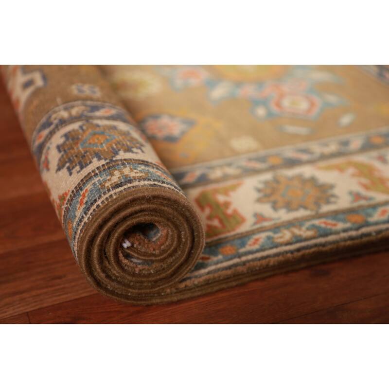 Brown Traditional Kazak Foyer Rug Hand-Knotted Wool Carpet - 2'7"x 4'0"