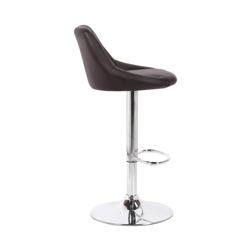 Porthos Home Rea Swivel Adjustable Height Bar Stool, PU Leather, Chrome Base
