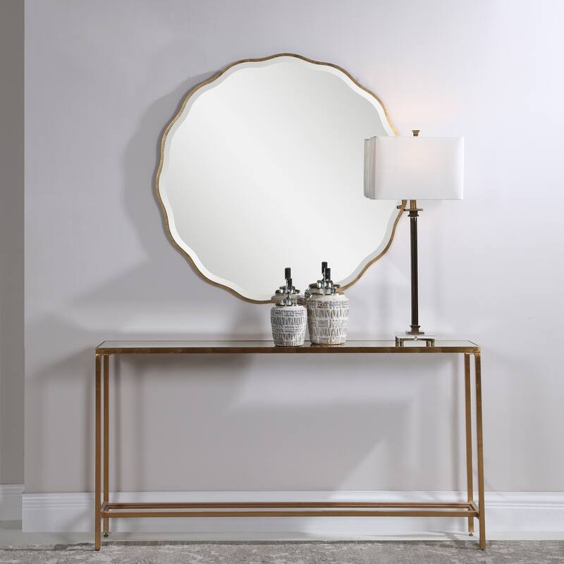Uttermost Aneta 42" Round Scalloped Edge Elegant Large Wall Mirror