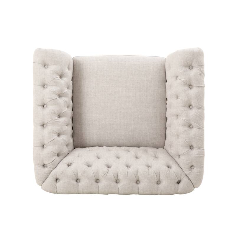 Roomfitters Chesterfield Club Chair with Deep Tufting, Rolled Arms and Nailhead Trim, Velvet Accent Armchair