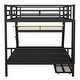 preview thumbnail 17 of 15, Full Size Metal Bunk Bed with Built-in Desk, Light and Drawers, Black