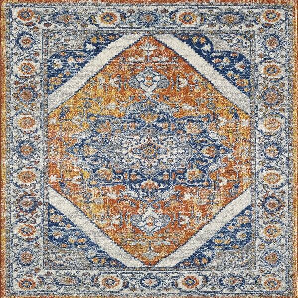 Totti Vintage Orange Navy 10x12 Oriental Rug 10 X12 Rectangle Overstock 32081494