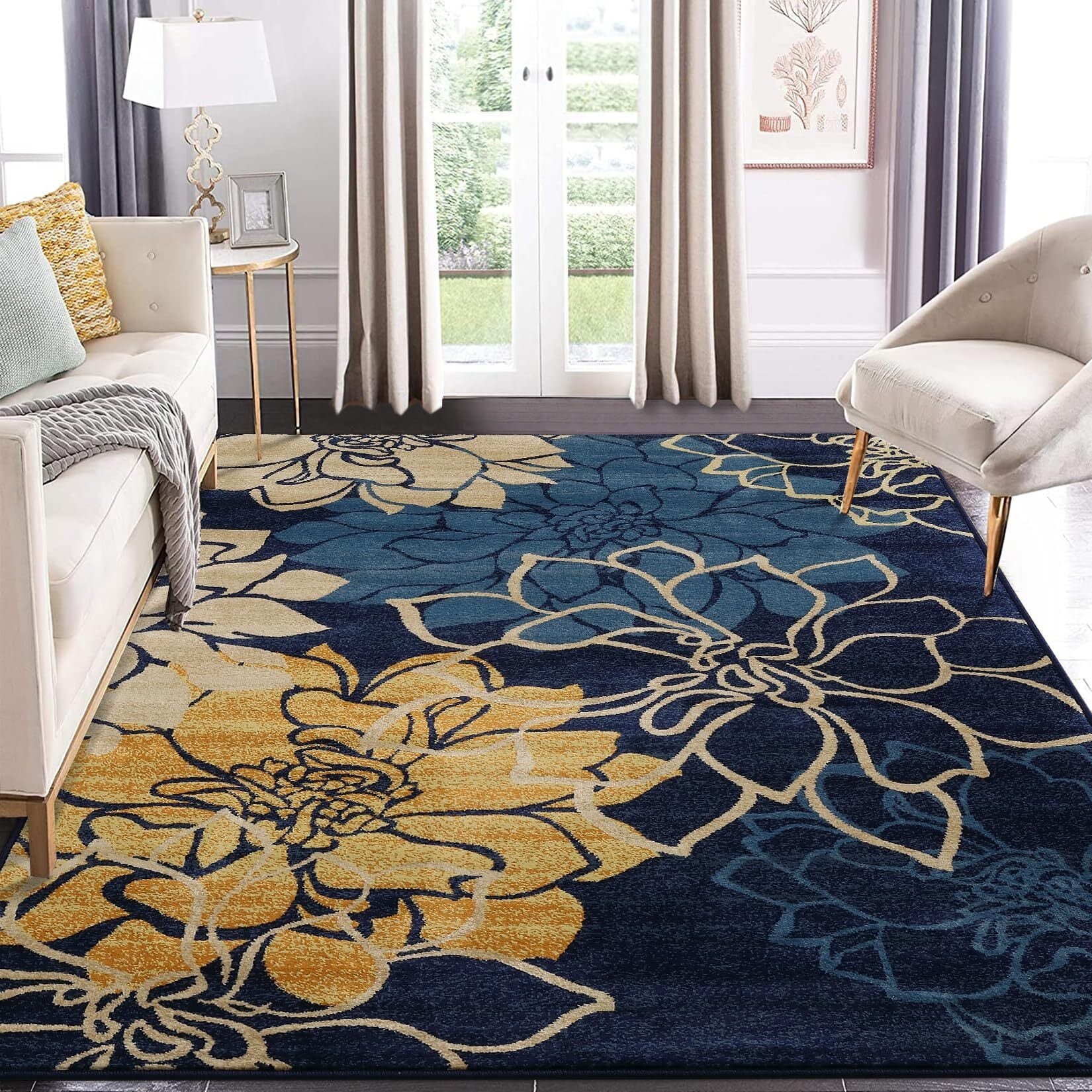 Modern Area Rug 8x10 Bohemian Plush Area Rug Floral Thick Stain