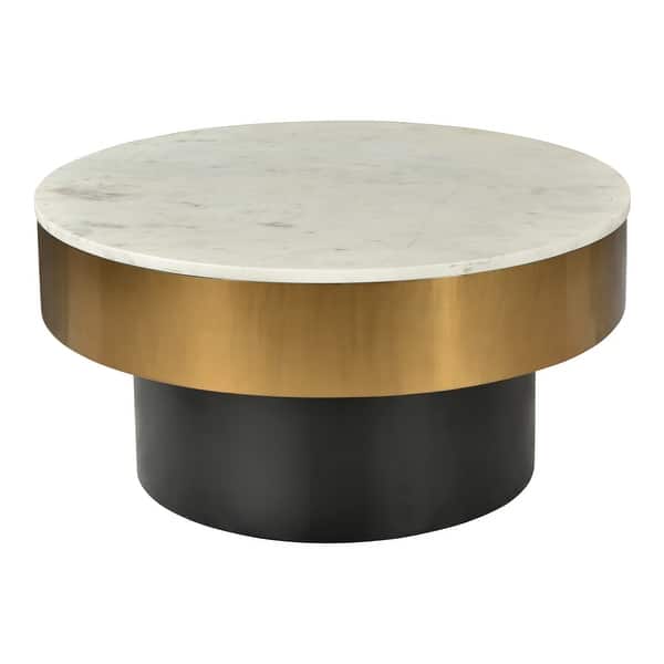 slide 2 of 3, Aurelle Home Glam Gold Rimmed Marble Coffee Table