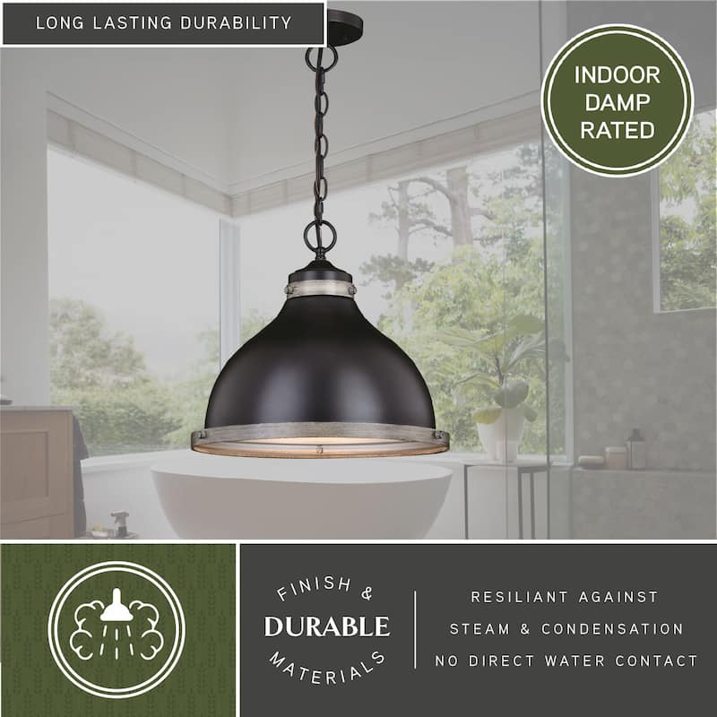 Sheffield 1L Dark Bronze and Gray Farmhouse Dome Pendant Light