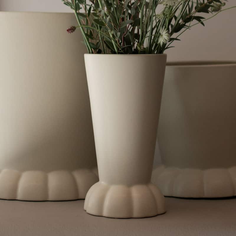 Matte Finished Ceramic Flora Pot Vase - 8.5" - Cream