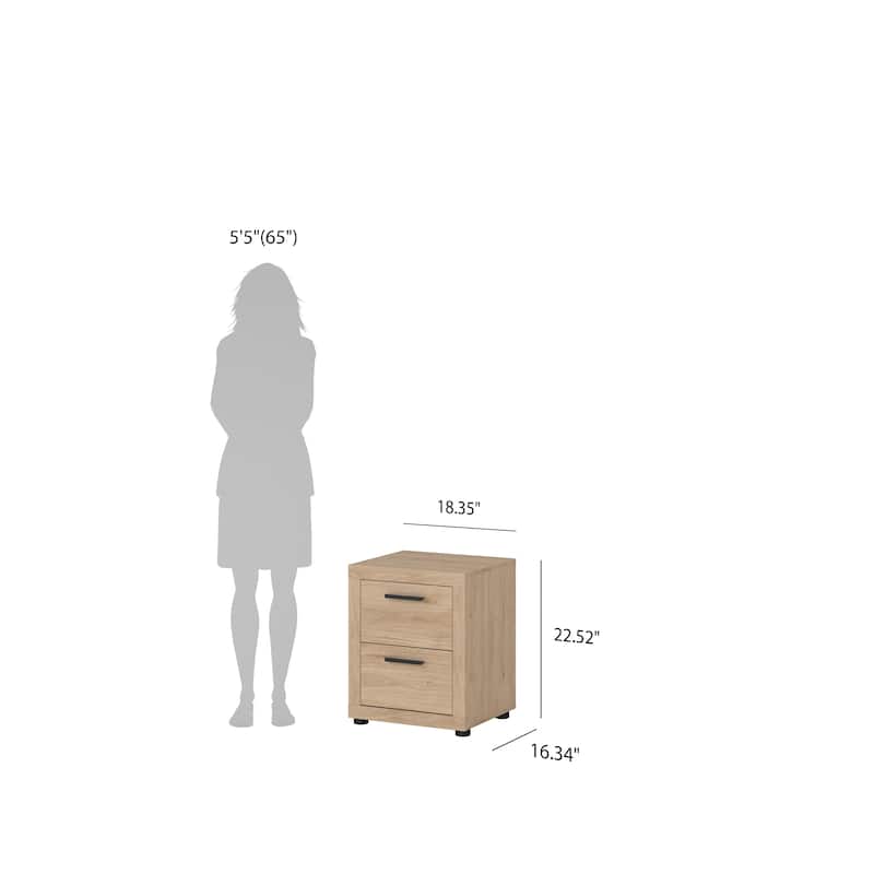 Porch & Den Mira 2 Drawer Nightstand - Set of 2, Jackson Hickory