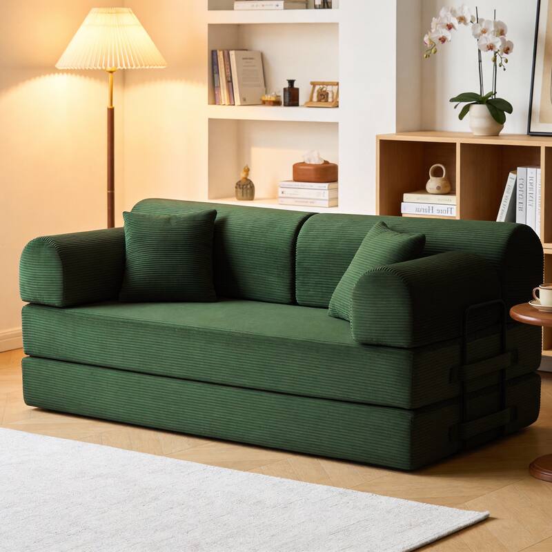 Convertible Sofa Bed Multifunctional Folding Sofa Couch Living Room 3-Seater Sofa Couch Green Settee