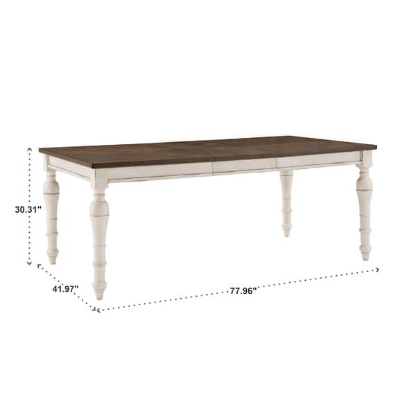 dimension image slide 1 of 2, Tournus 4-6-Person Extendable Solid Rubberwood Dining Table Set by iNSPIRE Q Classic