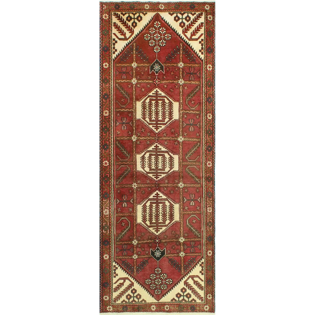 Noori Rug Fine Vintage Distressed Melanie Burgundy/Ivory Runner - 3'9" x 10'1"