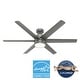 preview thumbnail 2 of 17, Hunter 60" Solaria Outdoor Damp-Rated Ceiling Fan with LED Light Kit and Wall Control - Contemporary, Industrial - ENERGY STAR!