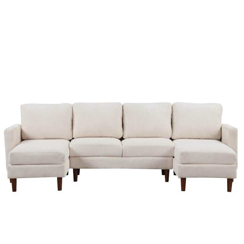 103'' U-Shaped 4-Seat Sectional Sofa with 2 Chaises, Solid Wood Legs, and Ample Space
