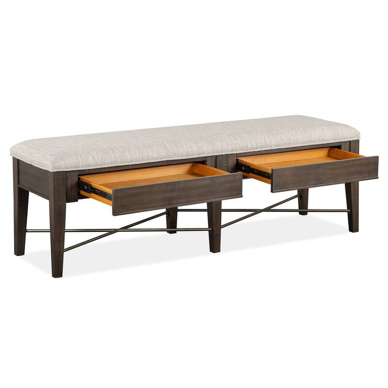 Magnussen Home Westley Falls Graphite Upholstered Bench - 58''W x 17''D x 19''H