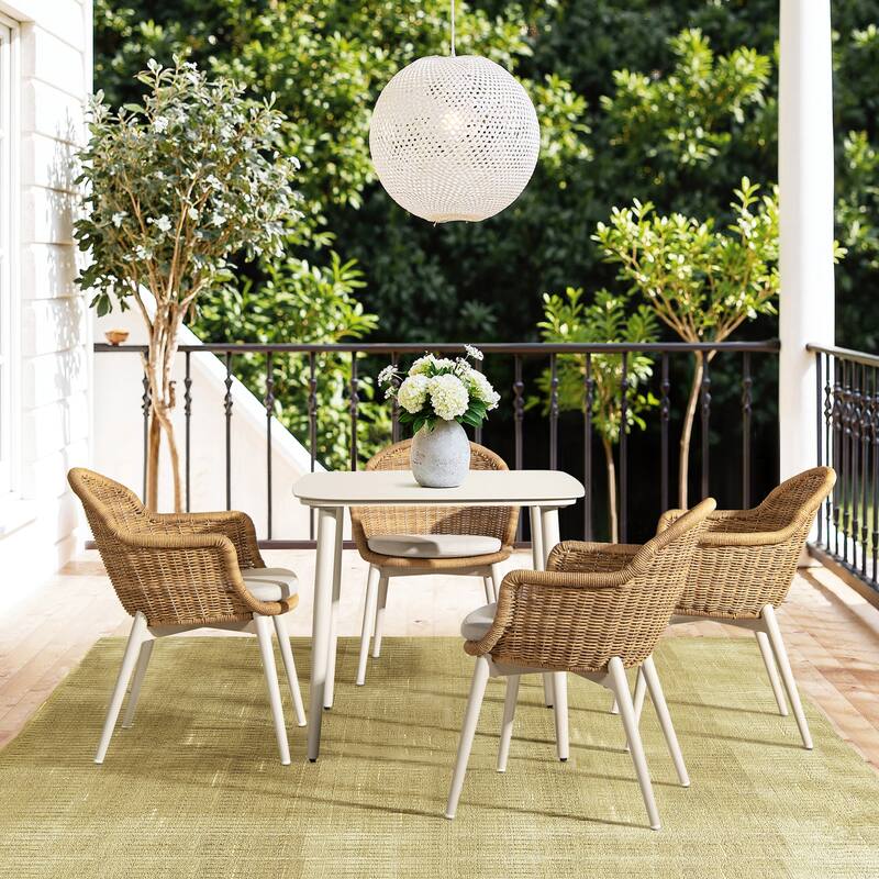 Santorini 33.5" Aluminum Outdoor Patio White Coffee Table - 33.5"W X 33.5"D X 29.5"H