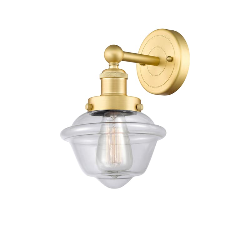 Innovations Lighting 616-1W-10-7 Oxford Sconce Oxford 10" Tall Wall - Satin Gold / Clear