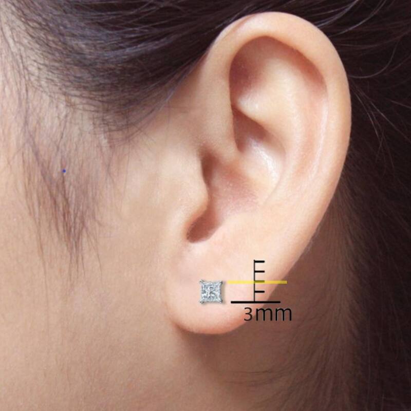 Auriya 14k Gold 0.33ctw Princess-cut Diamond Stud Earrings