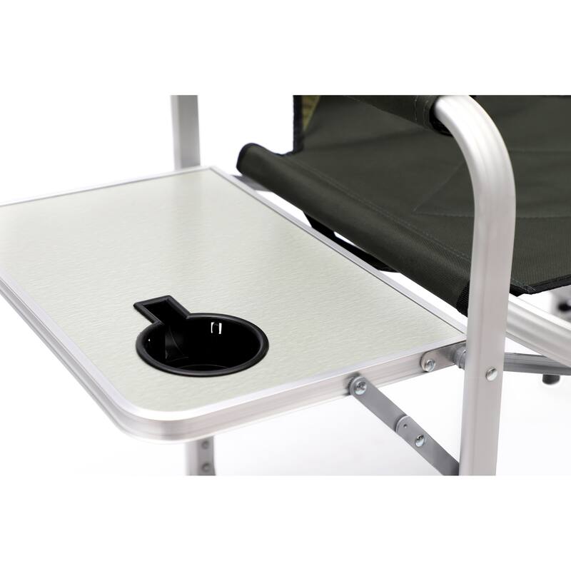 1-piece Padded Folding Outdoor Chair with Side Table and Storage Pockets