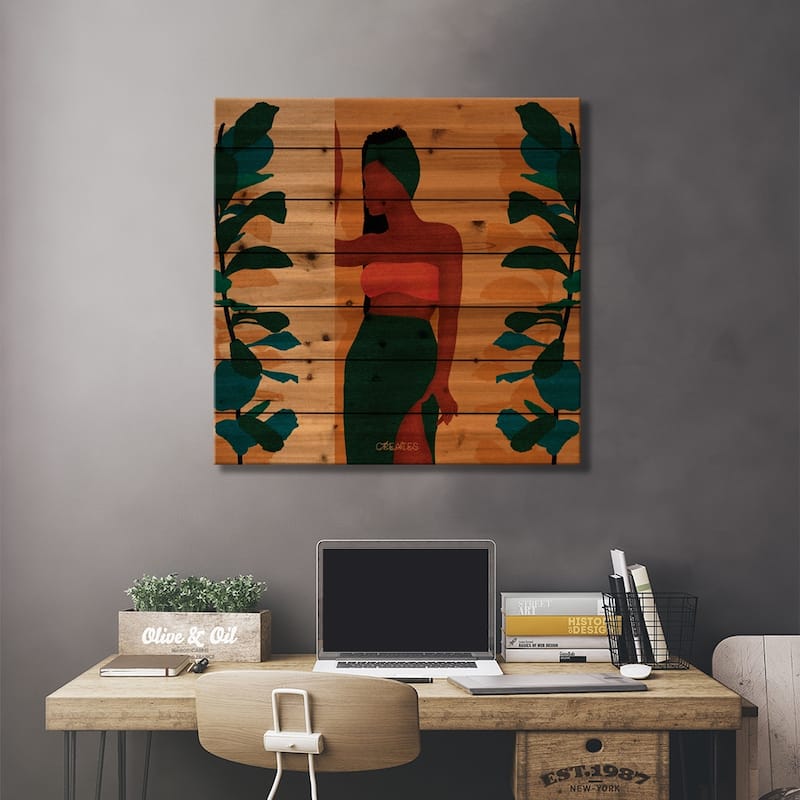 Wallflower Print On Wood by Taku Creates - Multi-Color