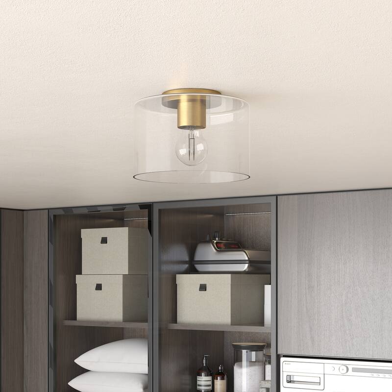 Henri Semi Flush Mount Ceiling Light - 6"Brass with Clear Glass