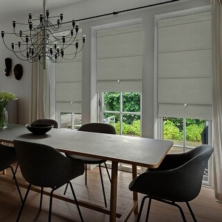 GoDear Design 99.99% Blackout Magnetic Roman Shades, No Drill Cordless Woven Fabric Blinds - 23", 37", 35", 46" W, Gainsboro