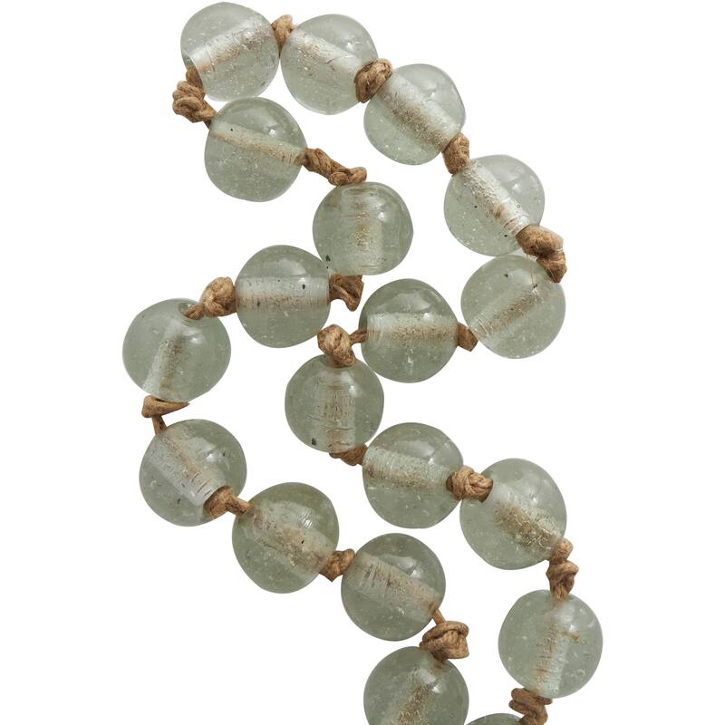 Glass Handmade Round Beaded Garland with Tassel with Knotted Brown Jute - Roche River Decor