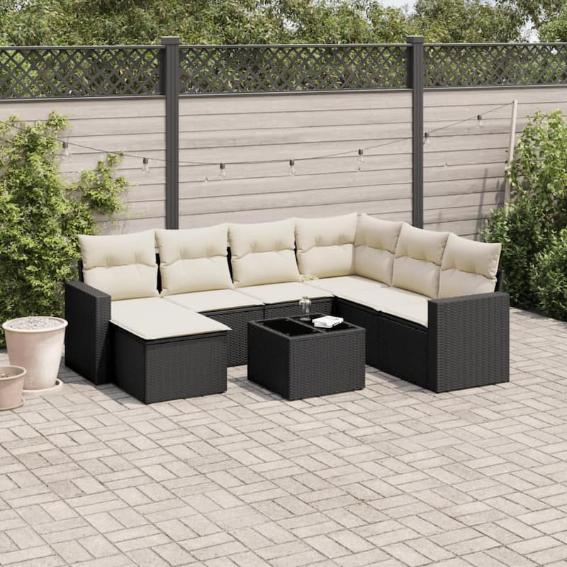 vidaXL Garden Sofa Set Black, Cream White - 21.7 x 21.7 x 14.6