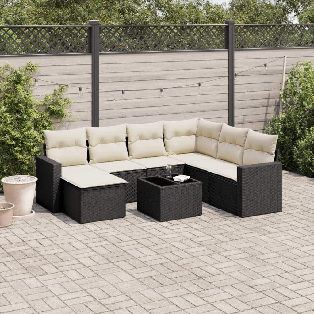 vidaXL Garden Sofa Set Black, Cream White - 21.7 x 21.7 x 14.6