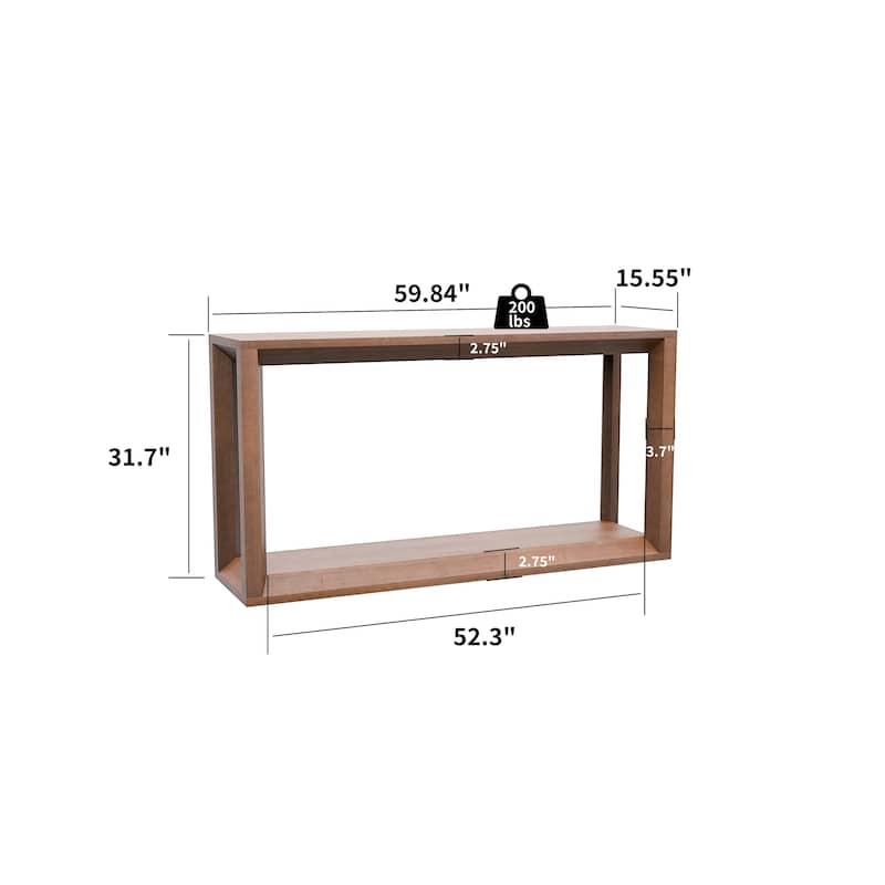 Solid Wood Veneer Console Table, 60 Inch Wide Sofa Table with Ample Storage for Entryway Organization