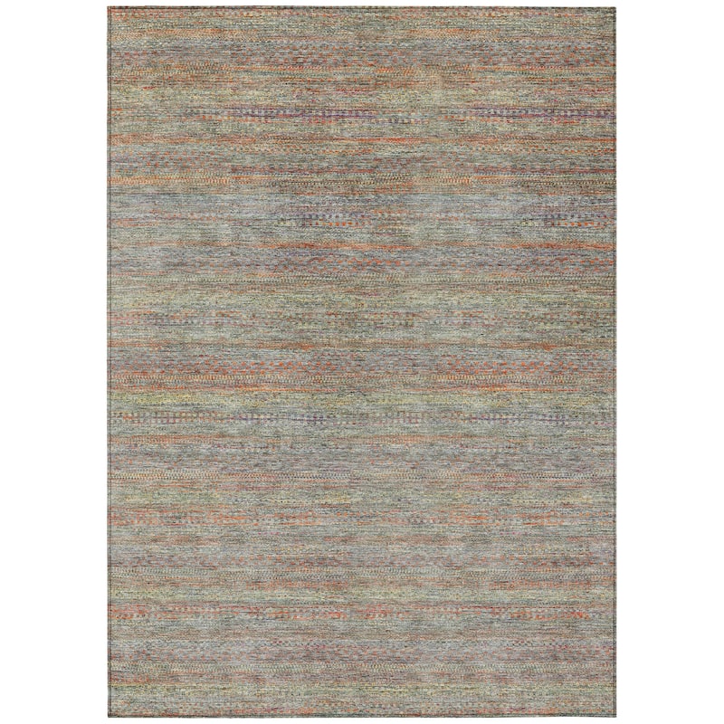Machine Washable Indoor/Outdoor Modern Stripes Chantille Rug