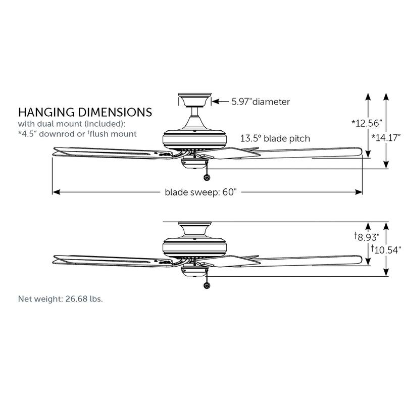 Fanimation Edgewood 60 inch Indoor/Outdoor Ceiling Fan - Matte White with Matte White Blades