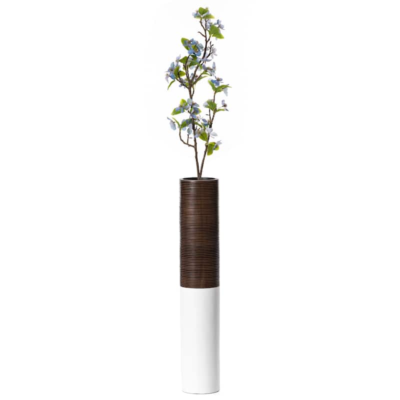 Modern White & Brown Decor Ribbed Accent - 31.5 Inches, Decorative Statement Piece for Living Room, Bedroom, or Office - Small
