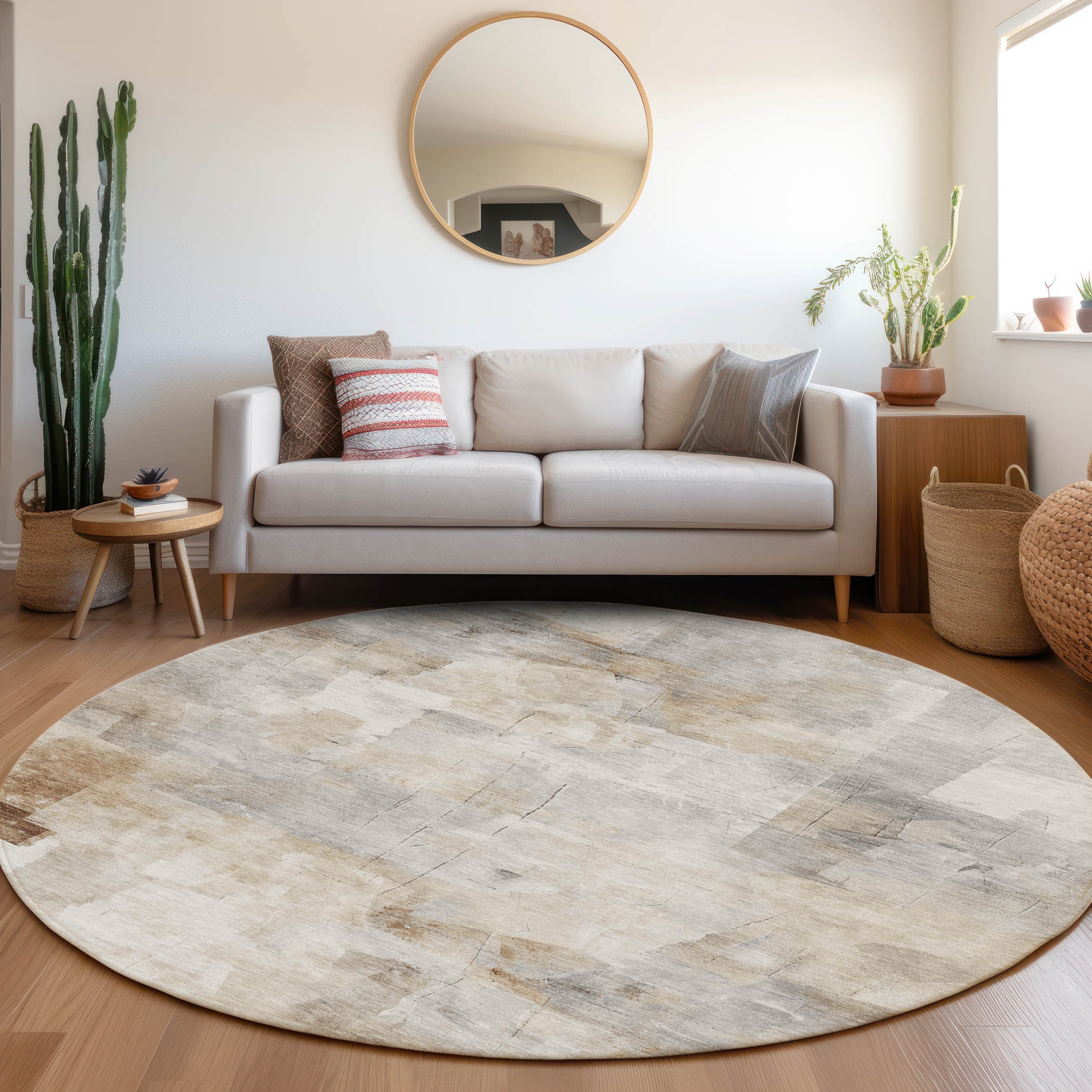 Machine Washable Indoor/ Outdoor Abstract Solid Chantille Rug