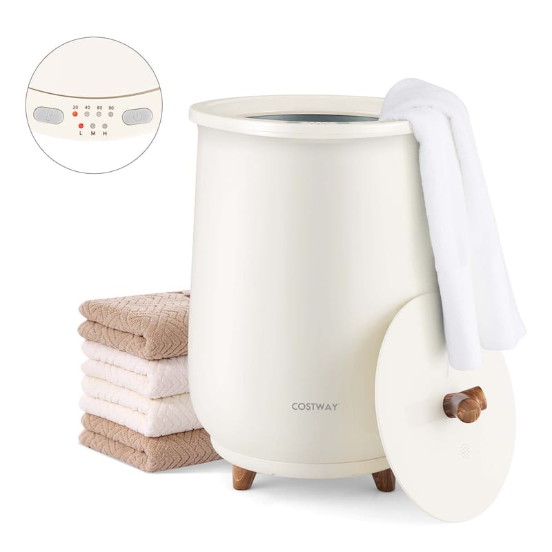 23L Bathroom Towel Warmer Bucket Timer w/ Fragrance Holder & Heating - Light Grey