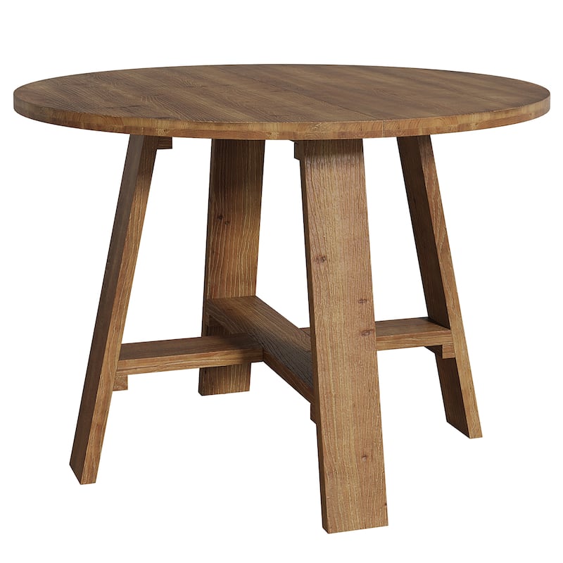 39.4" Round Solid Wood Dining Table, Kitchen Dinner Table for 2-4 People Dining Room