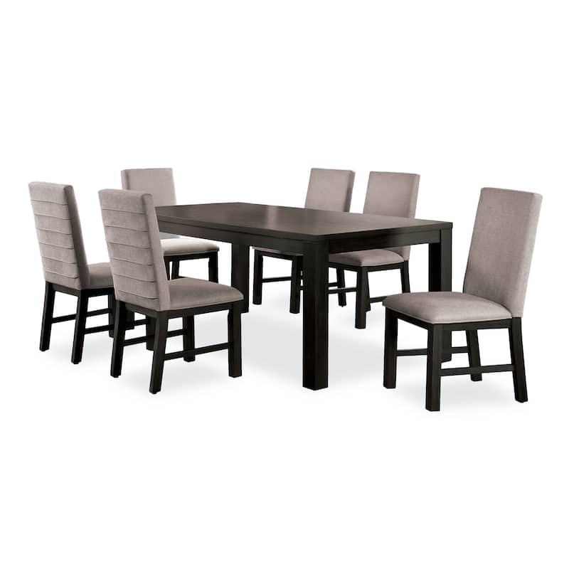 Furniture of America Plax Transitional Antique Black and Grey Wood 7-Piece Dining Table Set