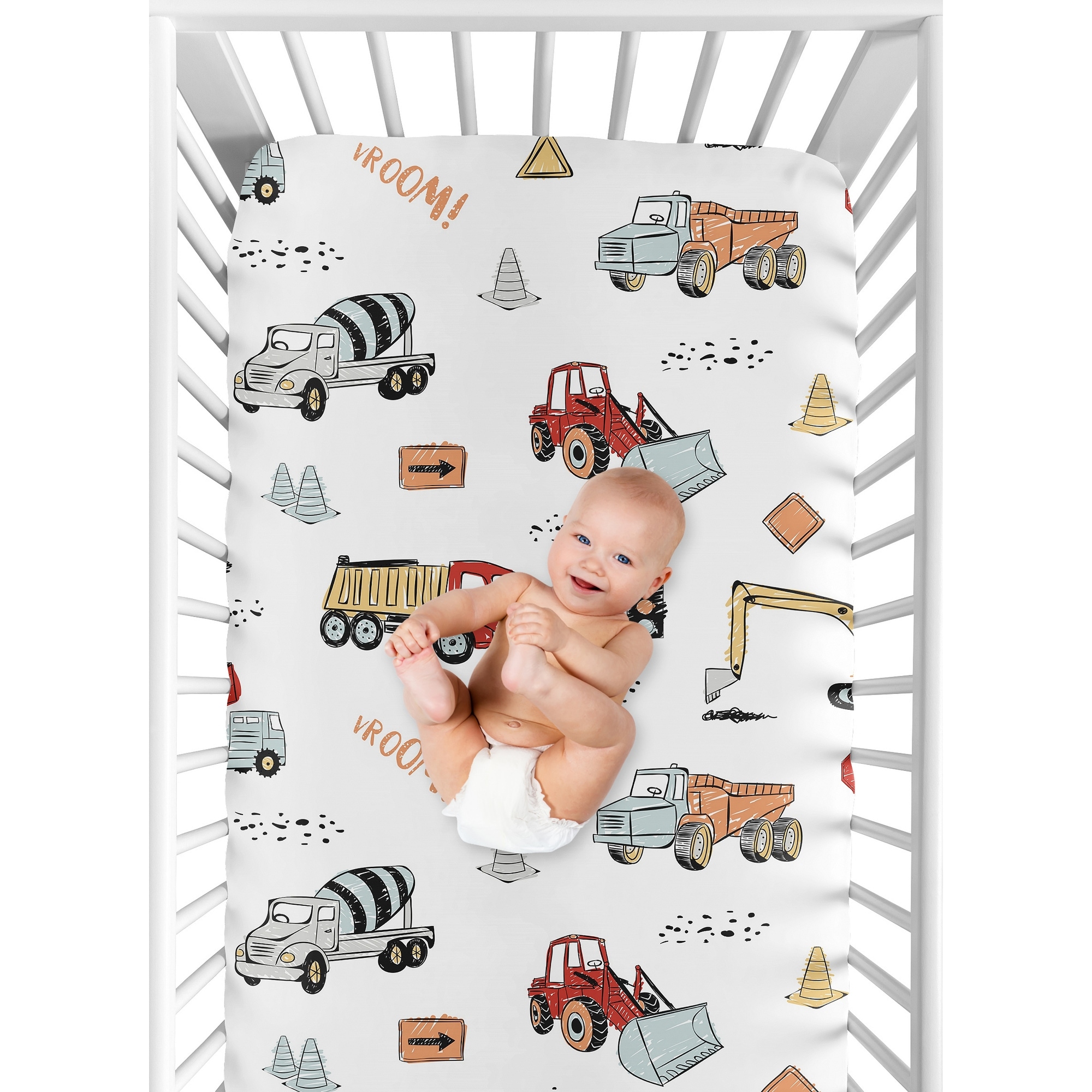 Sweet Jojo Designs Construction Truck Collection Boy Fitted Crib