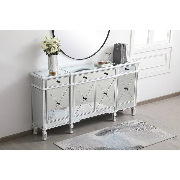Indigo Home 72 Mirrored Credenza In Silver 72 W X 36 H Overstock 30116058 Blue