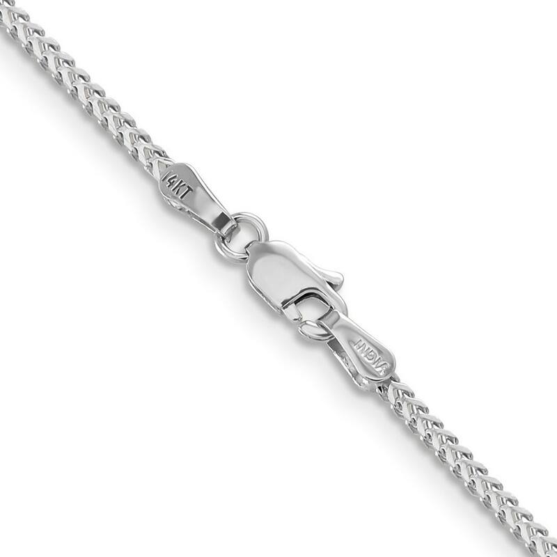 Curata 14k White Gold Solid Polished 1.3mm Franco Chain Bracelet Lobster Claw
