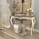 preview thumbnail 9 of 20, White Wood Intricately Carved Scroll Console Table with Brown Wood Top