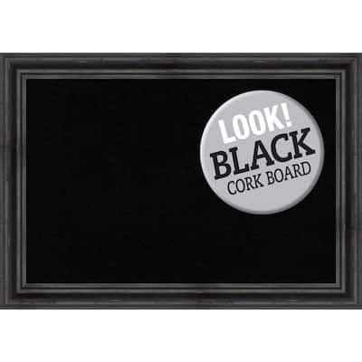 Framed Black Cork Board, Rustic Pine Black