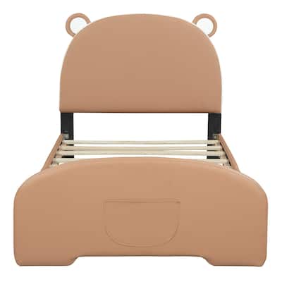 Platform Bed with Bear-shaped Headboard and Footboard