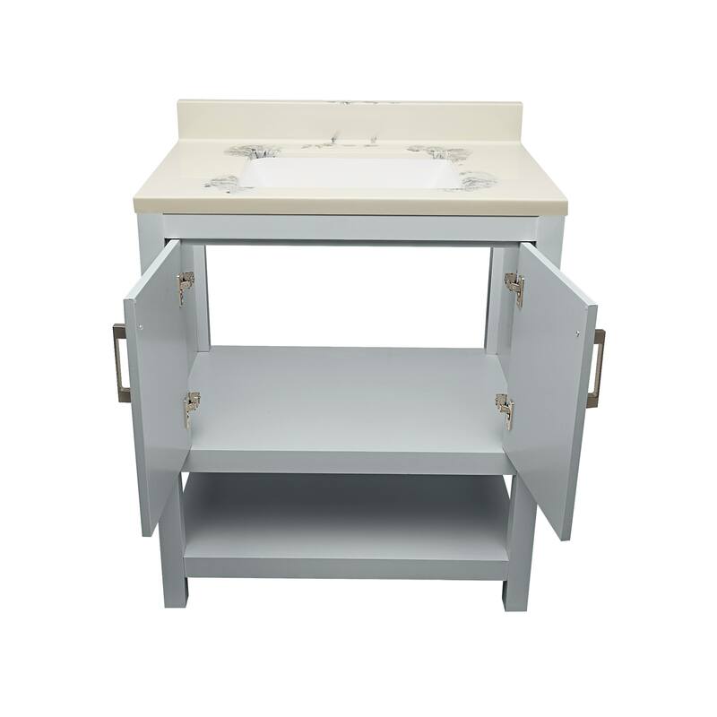 Taos 31" Bathroom Vanity with Cultured Marble Vanity Top Sink in White with White Basin