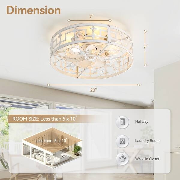 16.5-in Vintage Distressed White Low Profile Ceiling Fan with Remote Control(7-blade)