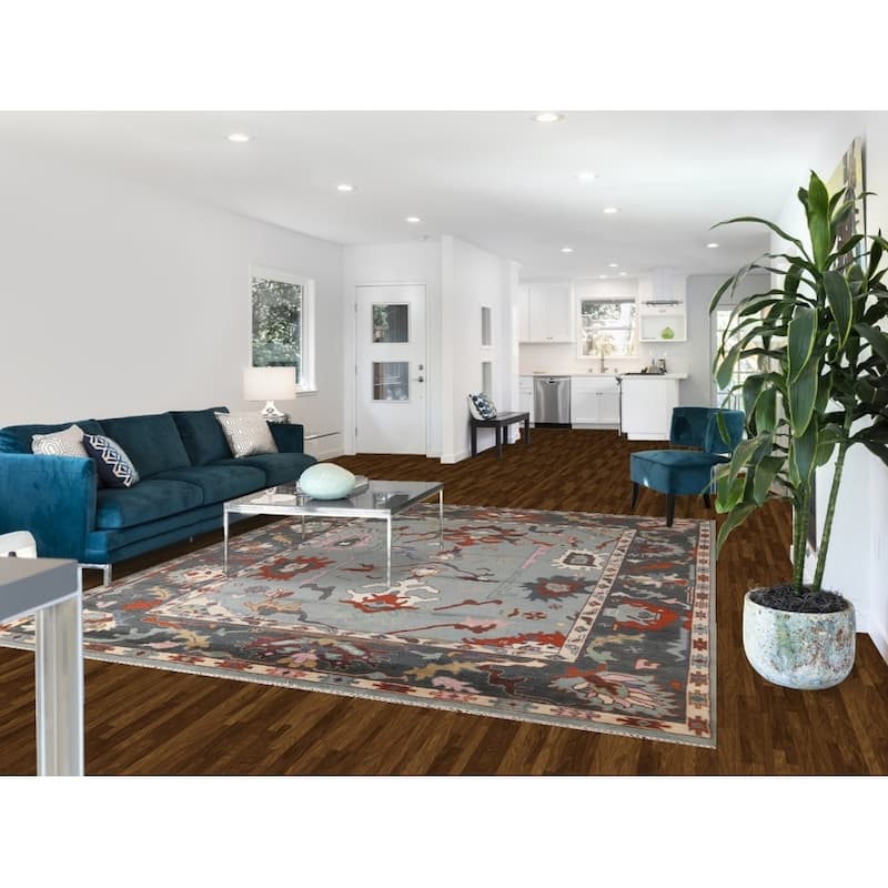 Transitional Gray Oushak Oriental Area Rug Handmade Wool Carpet - 8'1"x 9'10"
