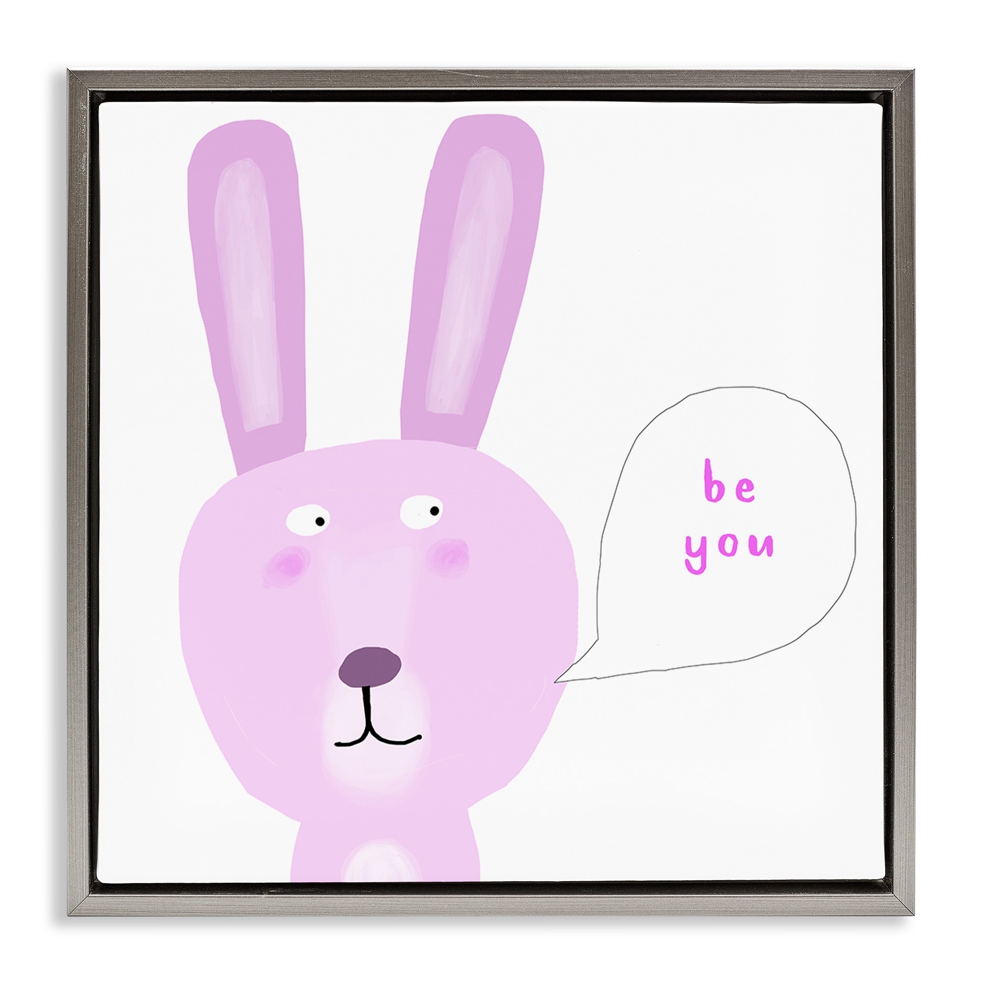 Stupell Pink Be You Bunny Framed Floater Canvas Wall Art Design By Carla Daly