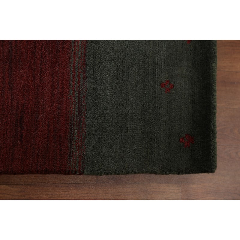 Decorative Contemporary Gabbeh Oriental Rug Hand-Knotted Wool Carpet - 9'8" x 9'10" Square