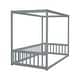 preview thumbnail 19 of 28, Wooden Sturdy Structure Twin Size Canopy Bed Floor Bed with Fence,Guardrails
